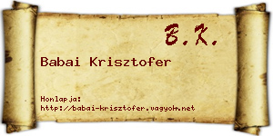 Babai Krisztofer névjegykártya